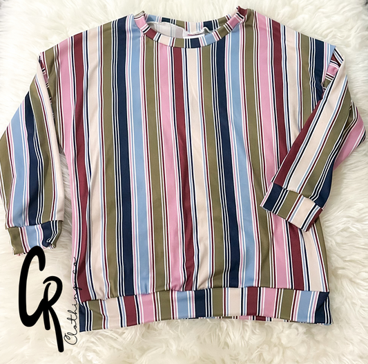 6/7 striped dolman sweater